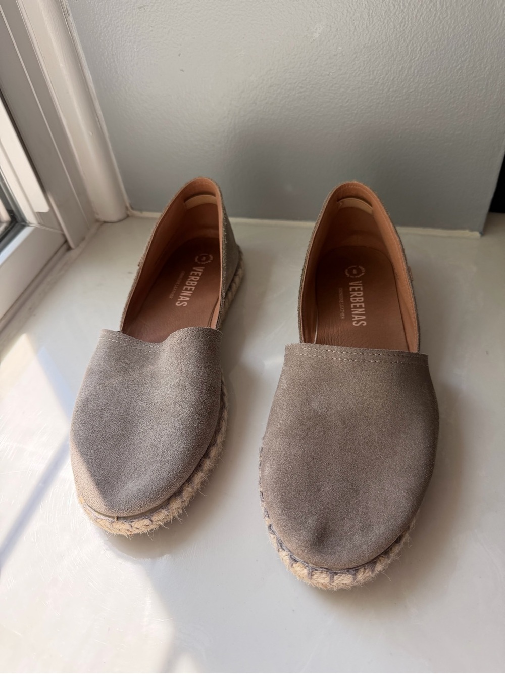 VERBENAS Taupe Carmen Suede Espadrille Flat Shoes Size US 9